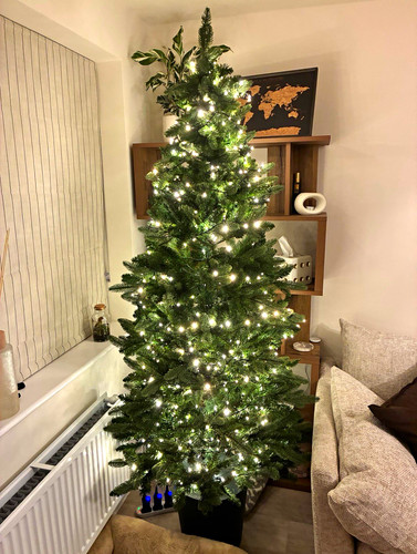7ft artificial pre lit green - artificial, pre-lit