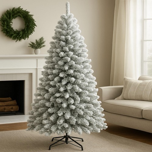 White 7ft christmas tree with - white,