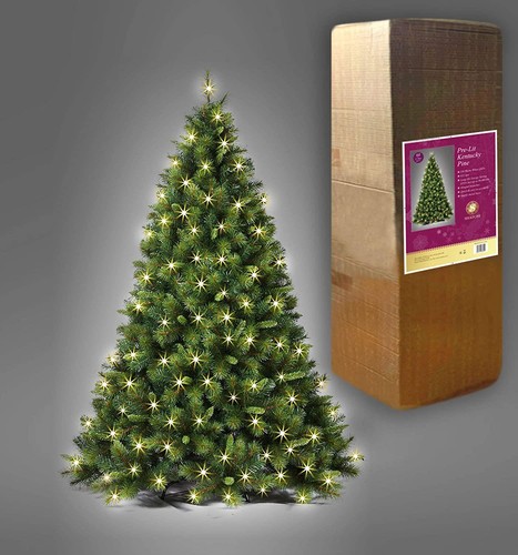7ft green pre lit christmas - green,