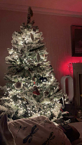 Snowy flocked christmas tree - christmas,