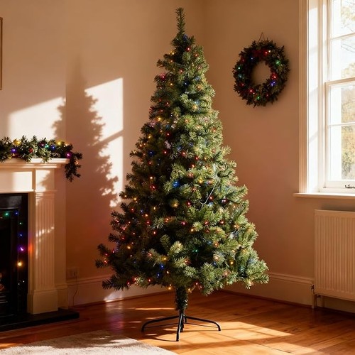 8ft pre lit green hinged - 8ft/2.4m,