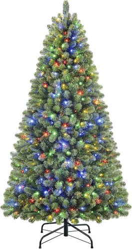 7ft pre lit flocked artificial - flocked,