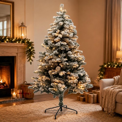 7ft snow flocked prelit - 7ft,