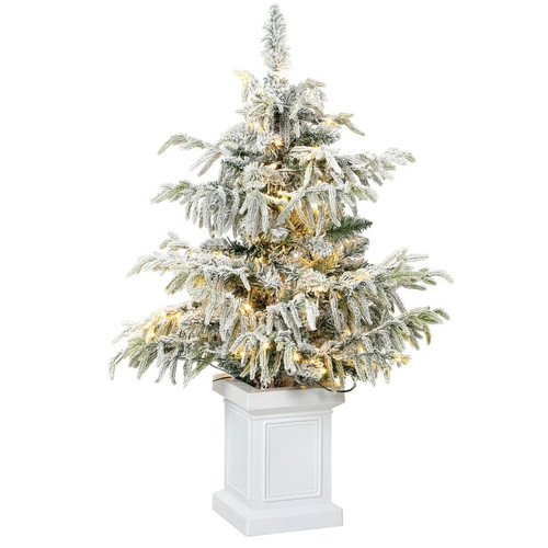 3ft flocked prelit christmas - prelit,